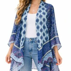 Akemi + Kin Anthropologie Boho Sheer Kimono Festival Duster OS
